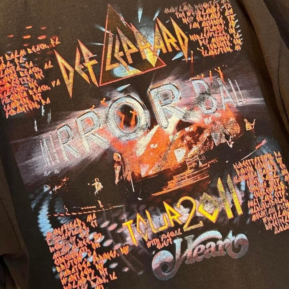 Def Leppard 2011 Mirror Ball Tour Concert‎ T-Shirt Black Short Sleeve ~ XL